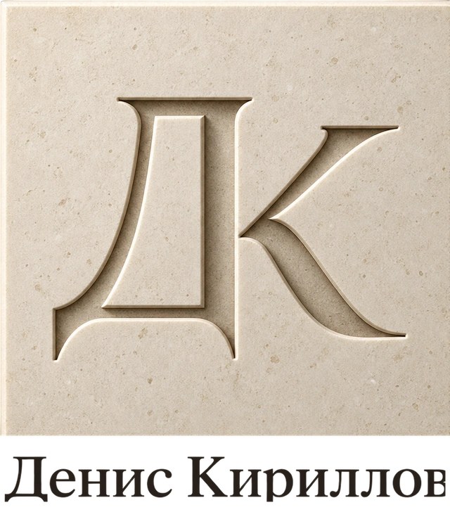 Денис Кириллов — монограмма ДК, вырезанная в камне